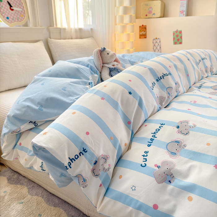 91家纺网 家纺一手货源 找家纺 清雅福 2025全棉13372小清新四件套和单品早春系列第一批 - 单被套 卡夫卡