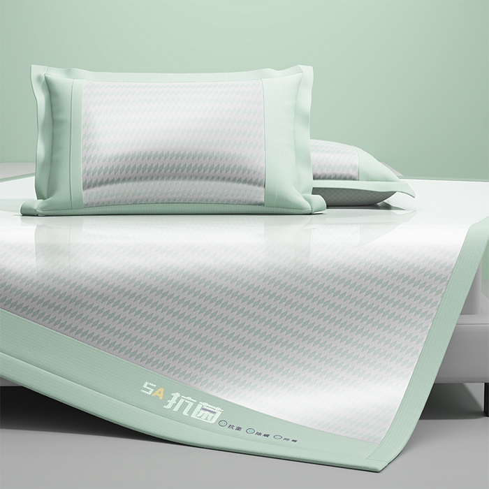 91家纺网 家纺一手货源 找家纺 2025新款冰柔凉席系列-抗菌菱格系列+抗菌良品系列 抗菌菱格-绿色（条席款）