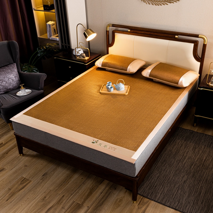 91家纺网 家纺一手货源 找家纺 阿牛席业 2025新款舒爽藤席系列-A-半包藤席 大头饼干花