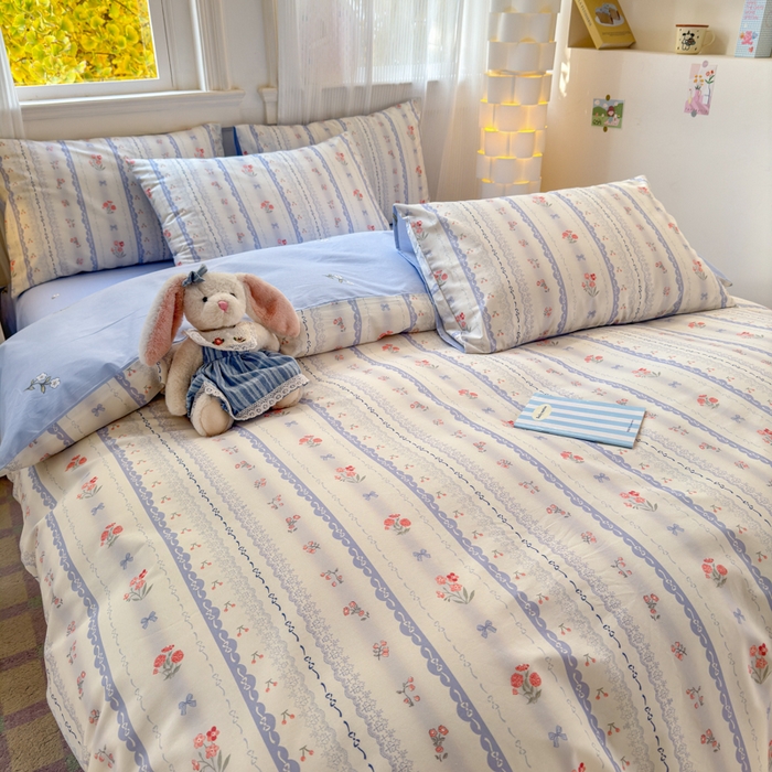 91家纺网 家纺一手货源 找家纺 清雅福 2025全棉13372小清新四件套和单品早春系列第一批 - 单被套 攻瑰收藏