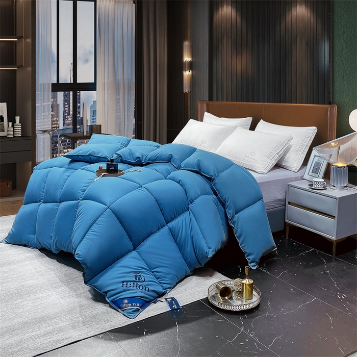 91家纺网 家纺一手货源 找家纺 招财星2店仓储 2025新款款全棉防羽布希尔顿被 宾利蓝