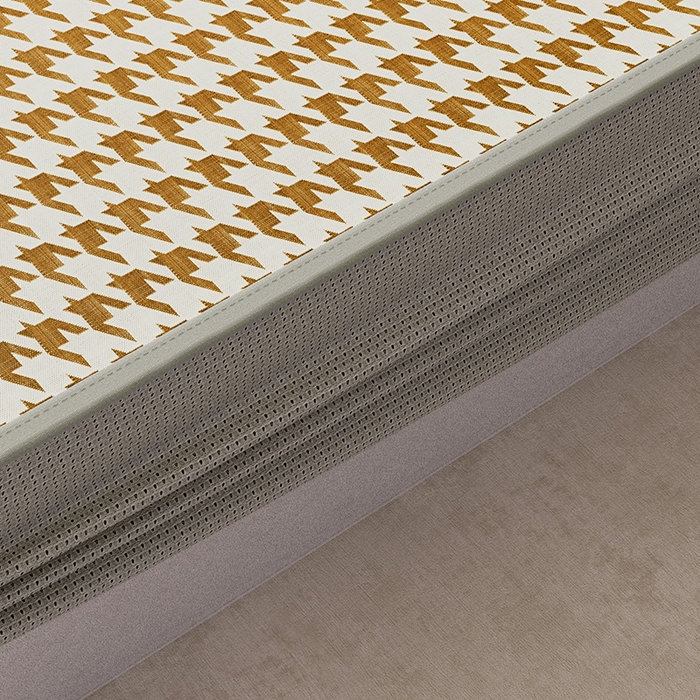 91家纺网 家纺一手货源 找家纺 阿牛席业 2025新款水洗冰晶系列-小边床笠款 大千鸟格-咖-床笠反面无纺布款