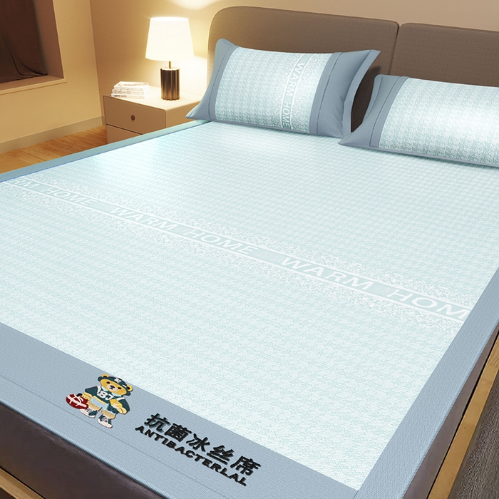 91家纺网 家纺一手货源 找家纺 阿牛席业 2025新款熊先生凉感冰丝系列凉席 熊先生-绿