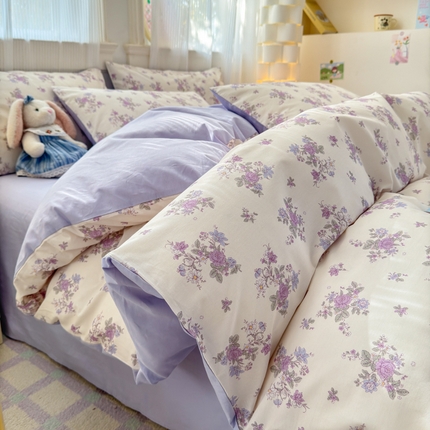 91家纺网 家纺一手货源 找家纺 （总）清雅福 2025全棉13372小清新四件套和单品早春系列第一批-四件套