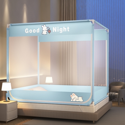 91家纺网 家纺一手货源 找家纺 （总）鸿和蚊帐 2025新款印花U门外穿杆坐床拉链蚊帐