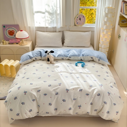 清雅福 2025全棉13372小清新四件套和单品早春系列第一批 - 单被套 跳跳象