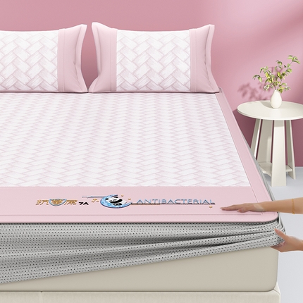 91家纺网 家纺一手货源 找家纺 阿牛席业 2025新款冰柔凉席系列-冰立方系列+海之韵系列 海之韵-粉床笠