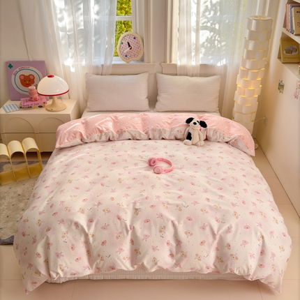 清雅福 2025全棉13372小清新四件套和单品早春系列第一批 - 单被套 圆可可