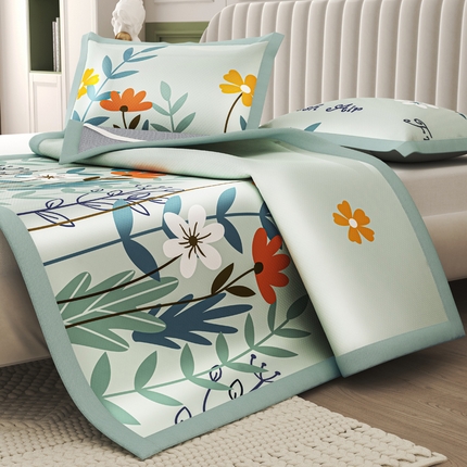 阿牛席业 2025新款凉感印花软席系列二条席款 花园妙想