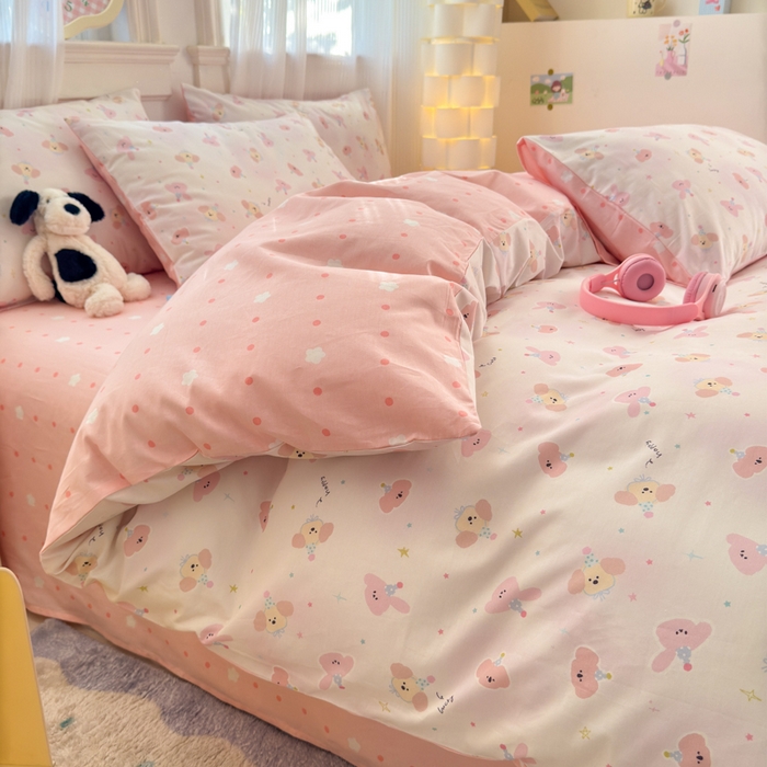 91家纺网 家纺一手货源 找家纺 清雅福 2025全棉13372小清新四件套和单品早春系列第一批-单枕套 圆可可