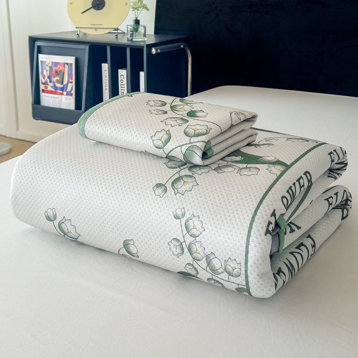 91家纺网 家纺一手货源 找家纺 阿牛席业 2025新款凉感印花软席系列二床笠款 铃兰花开