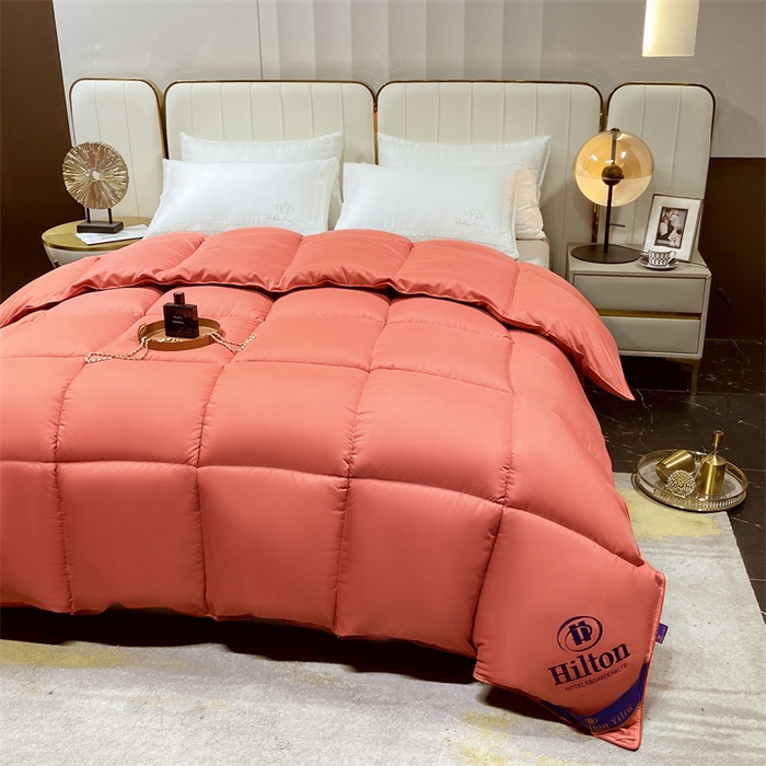 91家纺网 家纺一手货源 找家纺 招财星2店仓储 2025新款款全棉防羽布希尔顿被 酒红色