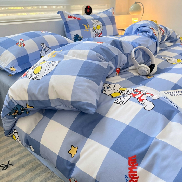 91家纺网 家纺一手货源 找家纺 蘭菲家纺 2025新款经典奥特曼小版全棉印花四件套 随影