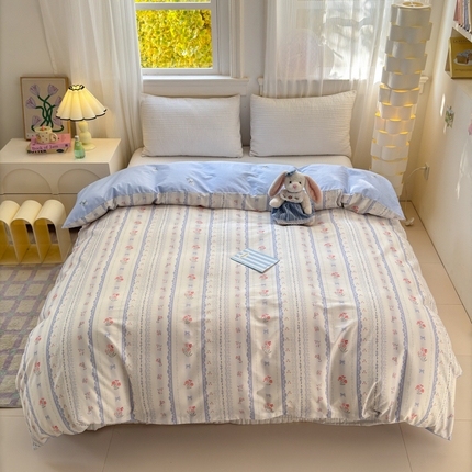 清雅福 2025全棉13372小清新四件套和单品早春系列第一批 - 单被套 攻瑰收藏