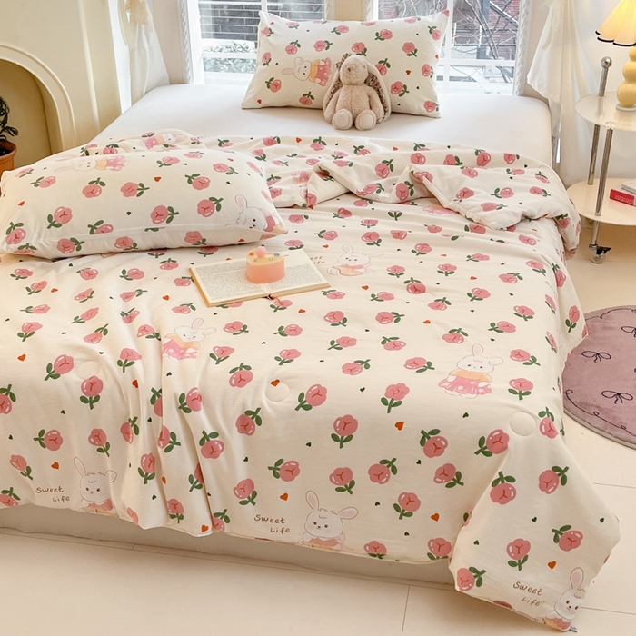 91家纺网 家纺一手货源 找家纺 星巴k家纺 2025糯糯棉A类大豆蛋白纤维夏凉被双层纱水洗棉夏被大豆被 曼塔玫瑰