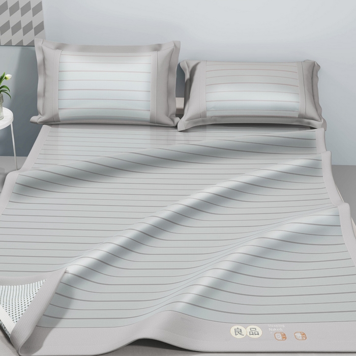 91家纺网 家纺一手货源 找家纺 2025新款冰柔凉席系列-抗菌菱格系列+抗菌良品系列 抗菌良品-灰色（条席款）