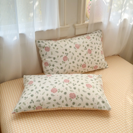 91家纺网 家纺一手货源 找家纺 清雅福 2025全棉13372小清新四件套和单品早春系列第一批-单枕套 花涧澈