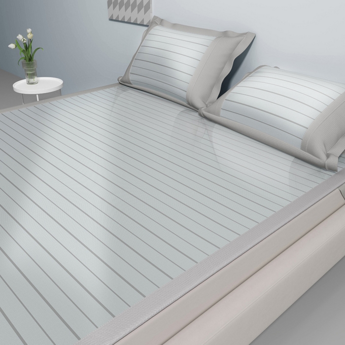 91家纺网 家纺一手货源 找家纺 2025新款冰柔凉席系列-抗菌菱格系列+抗菌良品系列 抗菌良品-灰色（条席款）