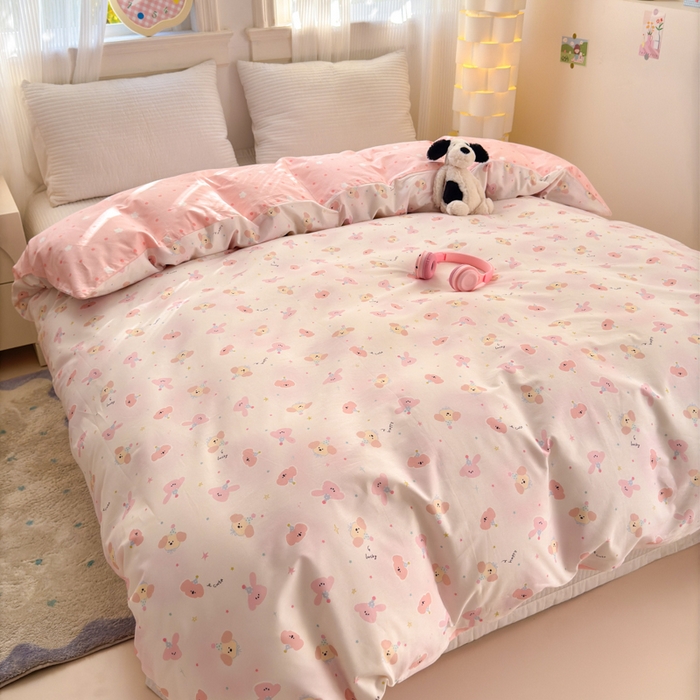 91家纺网 家纺一手货源 找家纺 清雅福 2025全棉13372小清新四件套和单品早春系列第一批 - 单被套 圆可可