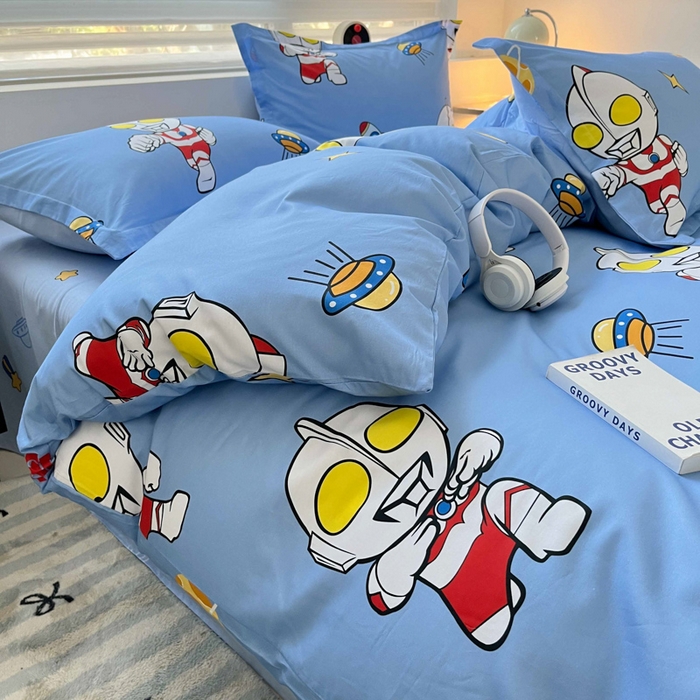 91家纺网 家纺一手货源 找家纺 蘭菲家纺 2025新款经典奥特曼小版全棉印花四件套 追风