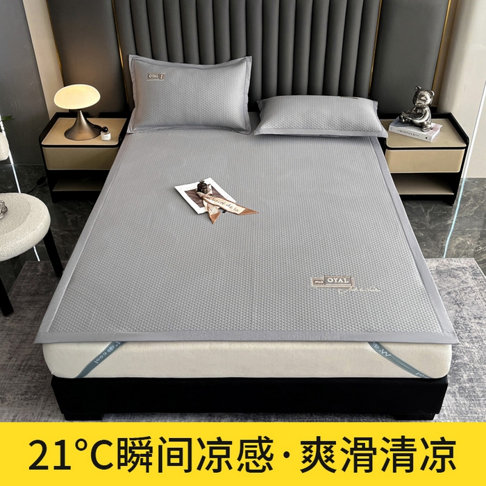 91家纺网 家纺一手货源 找家纺 阿牛席业2025新款凉感软席系列-A-凉感冰豆席 冰豆席-灰色