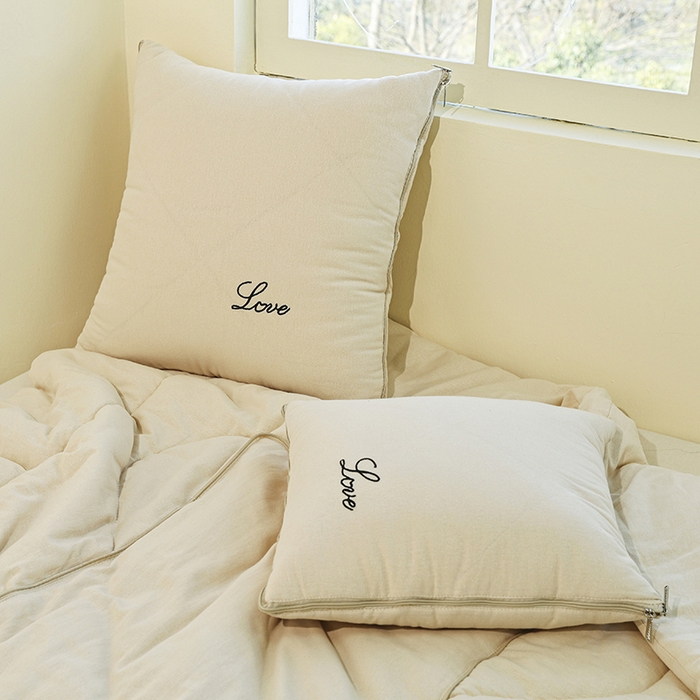 91家纺网 家纺一手货源 找家纺 番茄+ 2025新款全棉麻感纯色抱枕被 卡其