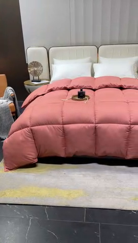 91家纺网 家纺一手货源 找家纺 招财星2店仓储 2025新款款全棉防羽布希尔顿被 豆沙色