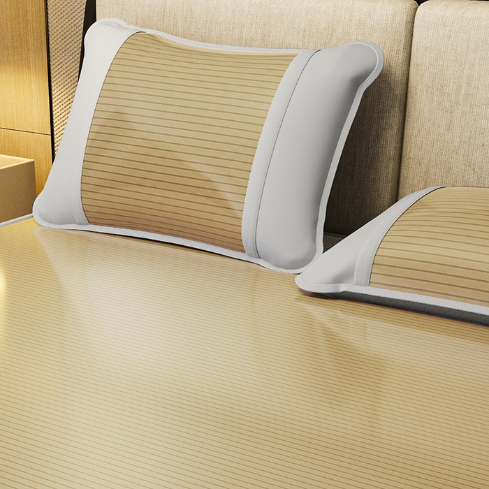 91家纺网 家纺一手货源 找家纺 阿牛席业 2025新款水洗冰晶系列-小边床笠款 水云间-咖-床笠反面无纺布款