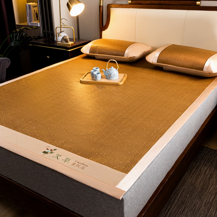 91家纺网 家纺一手货源 找家纺 阿牛席业 2025新款舒爽藤席系列-A-半包藤席 大头饼干花