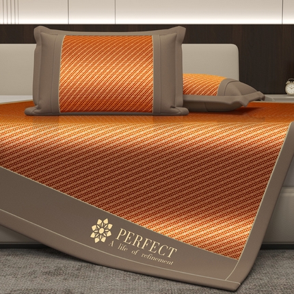 阿牛席业 2025新款冰藤凉席系列冰藤完美-小熊席 完美生活-咖色