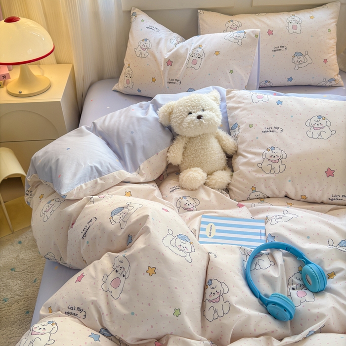 91家纺网 家纺一手货源 找家纺 清雅福 2025全棉13372小清新四件套和单品早春系列第一批-单枕套 小诗朵朵