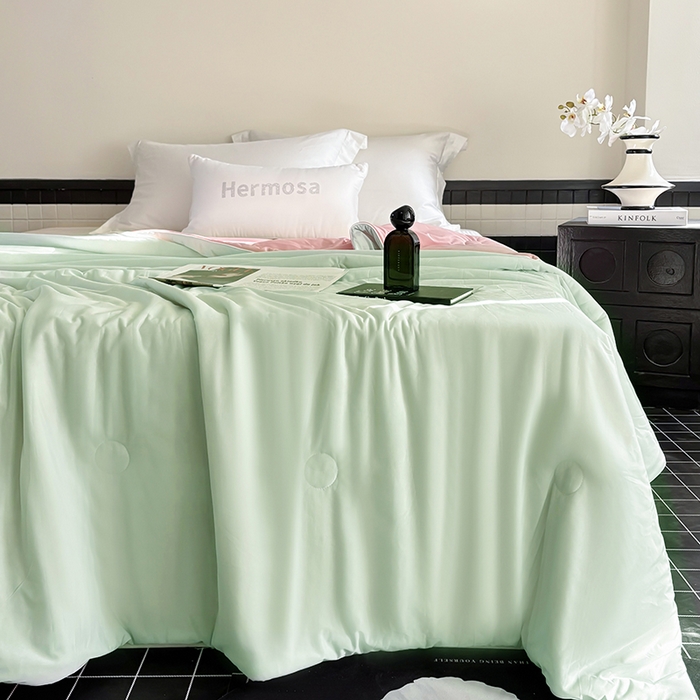 91家纺网 家纺一手货源 找家纺 梦恬佳 2025新款A类凉感夏被系列 蜜瓜粉