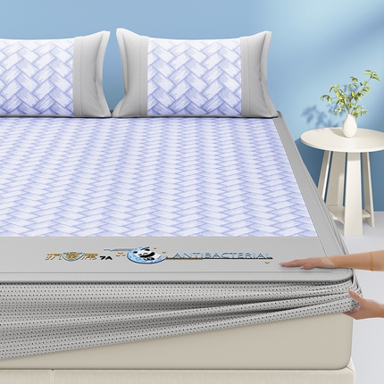 91家纺网 家纺一手货源 找家纺 阿牛席业 2025新款冰柔凉席系列-冰立方系列+海之韵系列 海之韵-蓝床笠