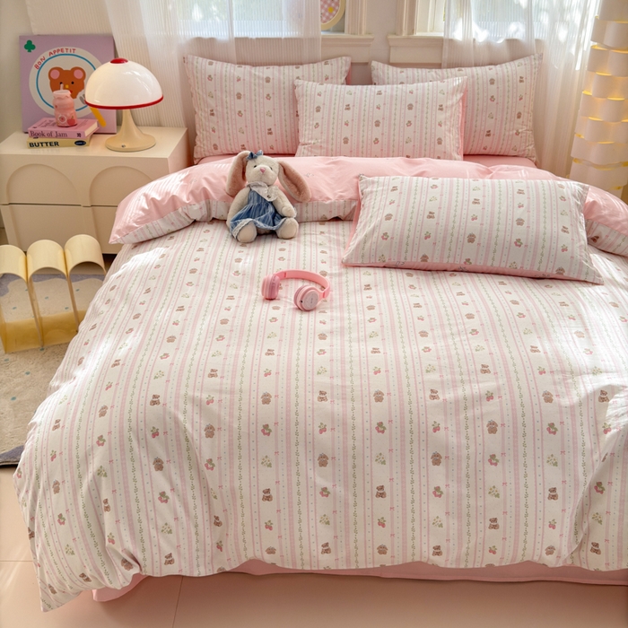 91家纺网 家纺一手货源 找家纺 清雅福 2025全棉13372小清新四件套和单品早春系列第一批-单枕套 心动萌趣