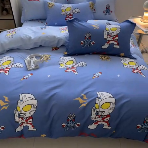 91家纺网 家纺一手货源 找家纺 蘭菲家纺 2025新款经典奥特曼小版全棉印花四件套 小虎队