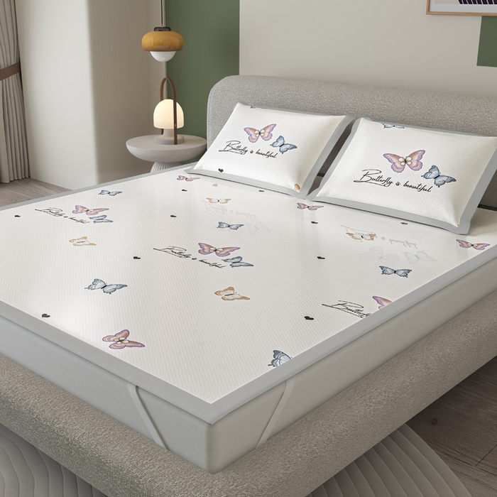 91家纺网 家纺一手货源 找家纺 阿牛席业 2025新款凉感印花软席系列二条席款 蝴蝶谷