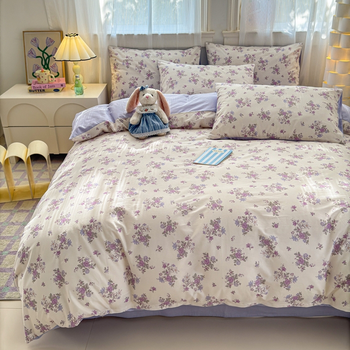 91家纺网 家纺一手货源 找家纺 清雅福 2025全棉13372小清新四件套和单品早春系列第一批-单枕套 禾春序