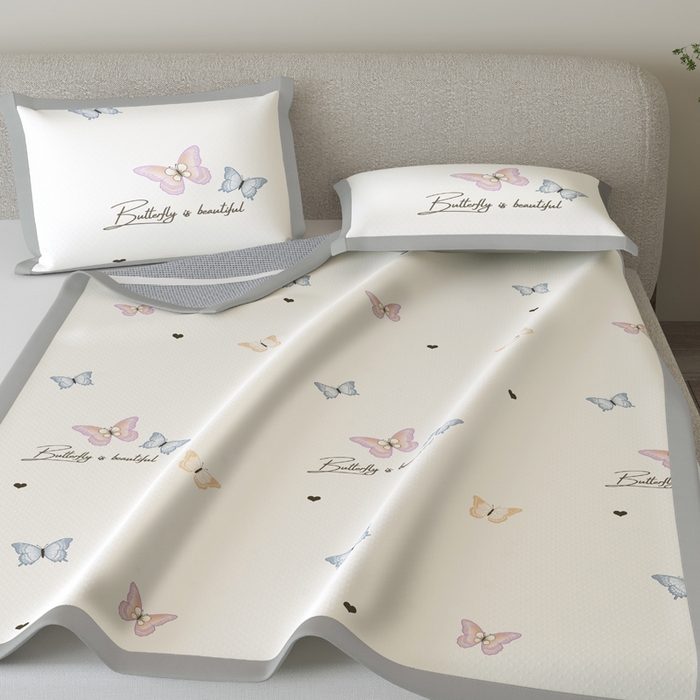 91家纺网 家纺一手货源 找家纺 阿牛席业 2025新款凉感印花软席系列二条席款 蝴蝶谷