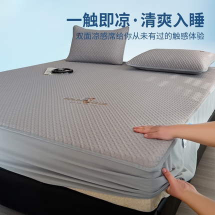 91家纺网 家纺一手货源 找家纺 （总）阿牛席业2025新款凉感软席系列-C-凉感素色绣花床笠