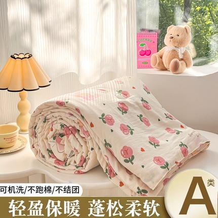 星巴k家纺 2025糯糯棉A类大豆蛋白纤维夏凉被双层纱水洗棉夏被大豆被 曼塔玫瑰