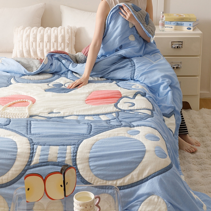 91家纺网 家纺一手货源 找家纺 朴尔家纺-毛巾被 2025新款纯棉云朵棉十层加厚清柔纱布泡芙被 泡芙汪