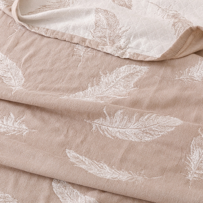 91家纺网 家纺一手货源 找家纺 朴尔家纺-毛巾被 2025新款全棉水洗柔绉三层纱布毛巾被 夏梦-驼