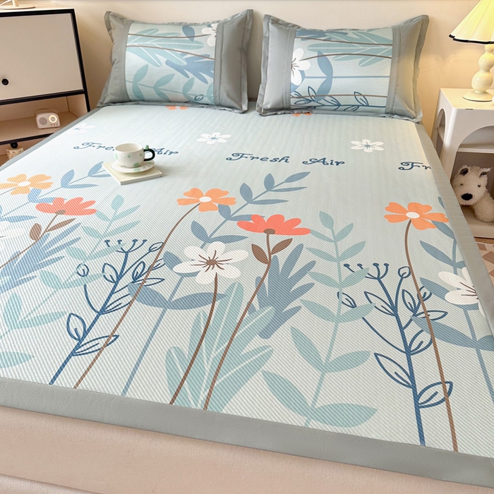 91家纺网 家纺一手货源 找家纺 阿牛席业 2025新款凉感印花软席系列一 花开浪漫