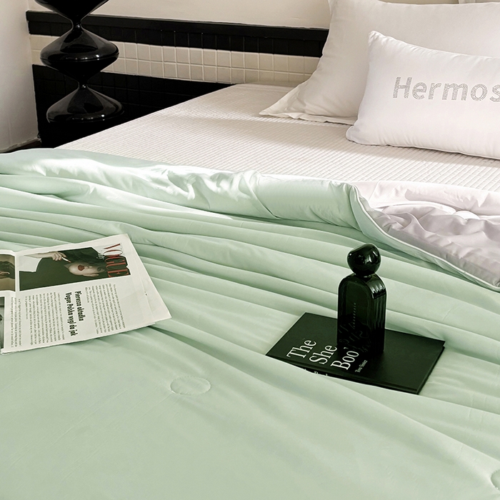 91家纺网 家纺一手货源 找家纺 梦恬佳 2025新款A类凉感夏被系列 水绿色