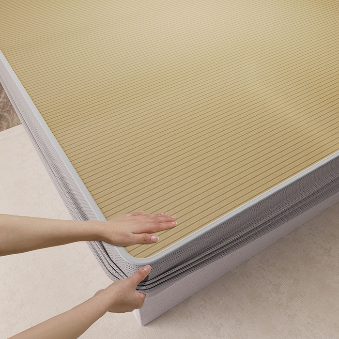 91家纺网 家纺一手货源 找家纺 阿牛席业 2025新款水洗冰晶系列-小边床笠款 水云间-咖-床笠反面无纺布款