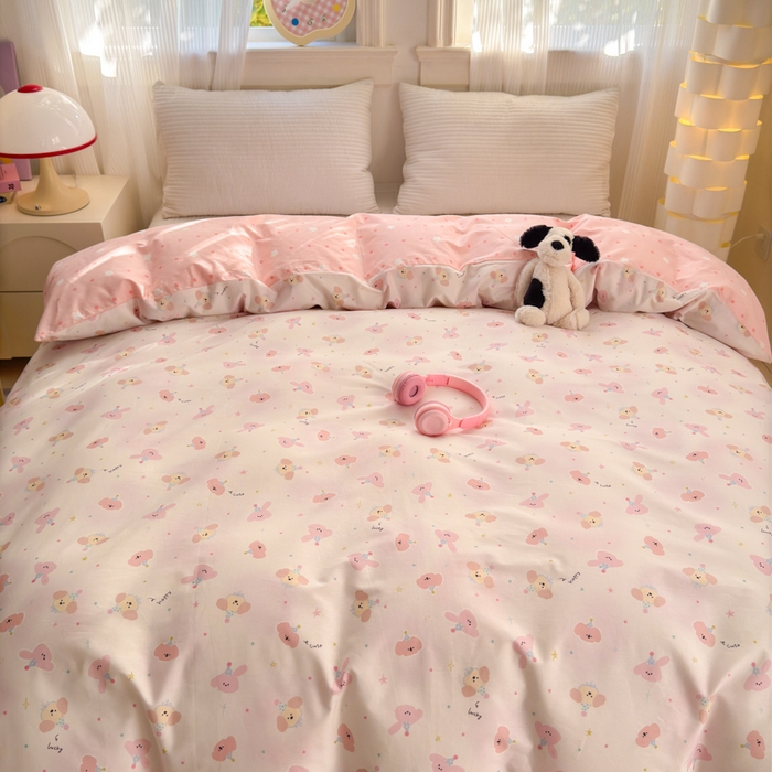 91家纺网 家纺一手货源 找家纺 清雅福 2025全棉13372小清新四件套和单品早春系列第一批-四件套 圆可可