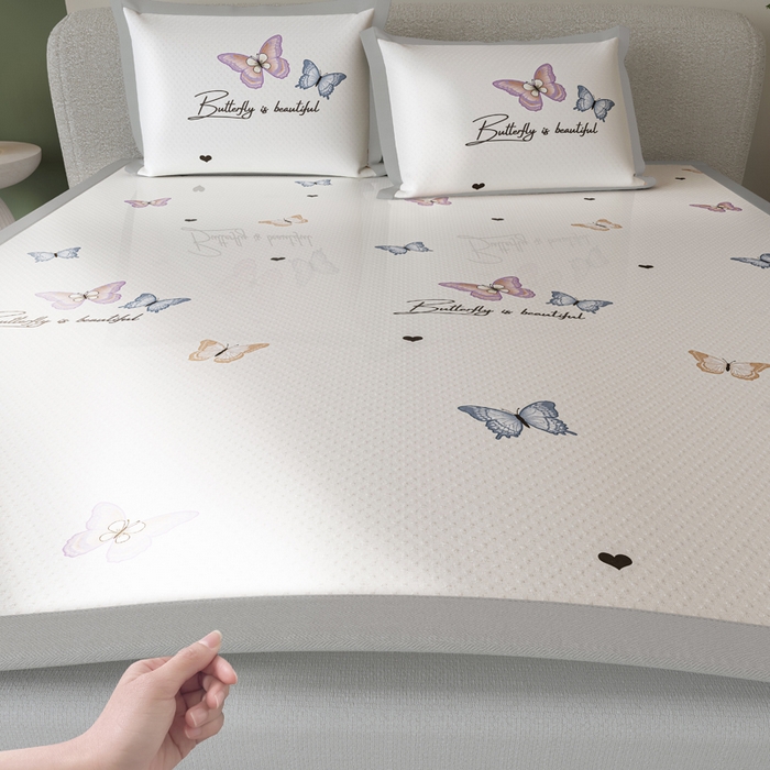 91家纺网 家纺一手货源 找家纺 阿牛席业 2025新款凉感印花软席系列二条席款 蝴蝶谷