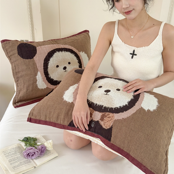 91家纺网 家纺一手货源 找家纺 朴尔家纺-毛巾被 2025新款全棉欣软系列定位四层加厚柔软纱布枕巾 毛毛球