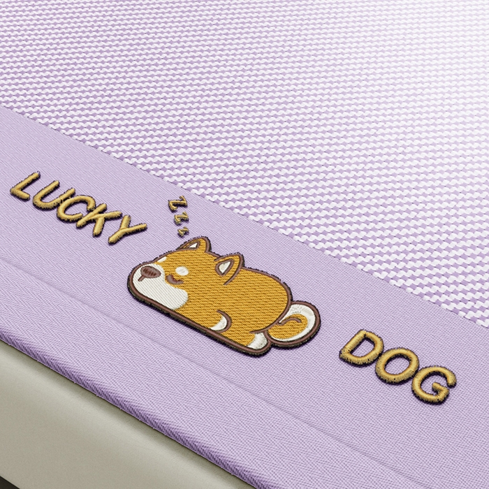 91家纺网 家纺一手货源 找家纺 阿牛席业 2025新款冰藤凉席系列帕帕狗 帕帕狗-紫色