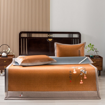 91家纺网 家纺一手货源 找家纺 阿牛席业 2025新款舒爽藤席系列-F-5根藤席 五福临门（5根加密7D）